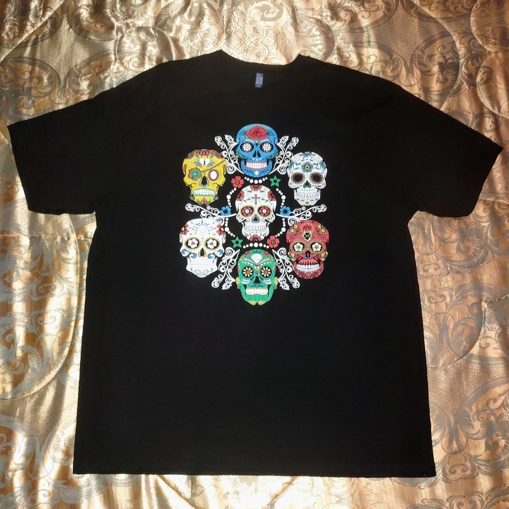 NWOT Direct Tees Colored Skulls T-Shirt 2XL